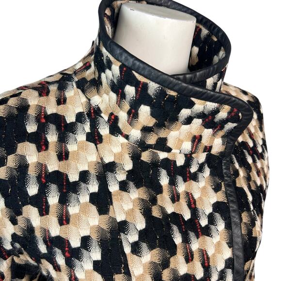 Liliu Jacket blazer Size 6 tweed plaid houndstooth high neck retro old money - Picture 11 of 16